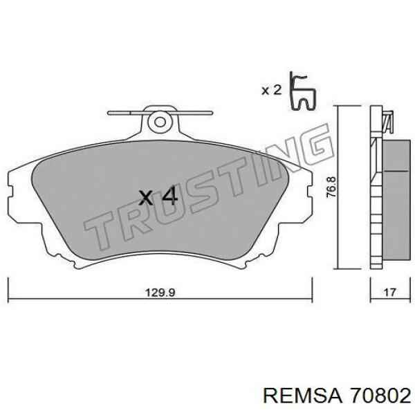 Гальмівні колодки Remsa 70802 ціна, від 22.81 USD