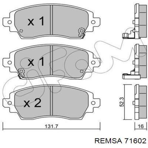 71602 Remsa колодки гальмівні передні, дискові
