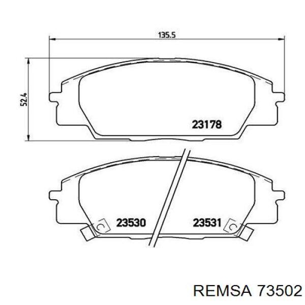 73502 Remsa колодки гальмівні передні, дискові
