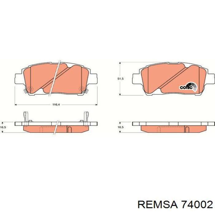 74002 Remsa колодки гальмівні передні, дискові