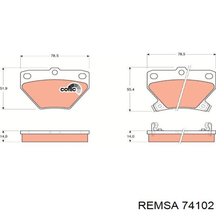 74102 Remsa Колодки гальмівні задні, дискові