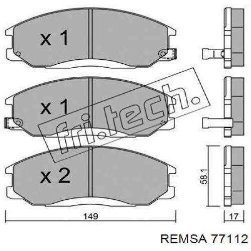 77112 Remsa колодки гальмівні передні, дискові
