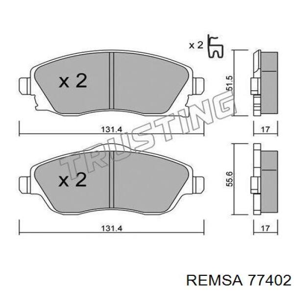 77402 Remsa колодки гальмівні передні, дискові