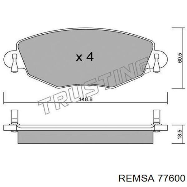 Колодки гальмівні передні, дискові 77600 Remsa