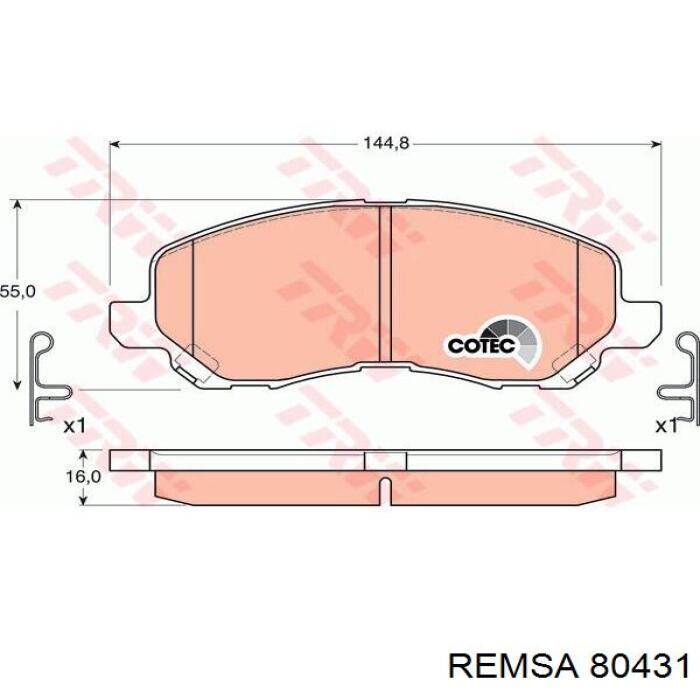 80431 Remsa Передні гальмівні колодки