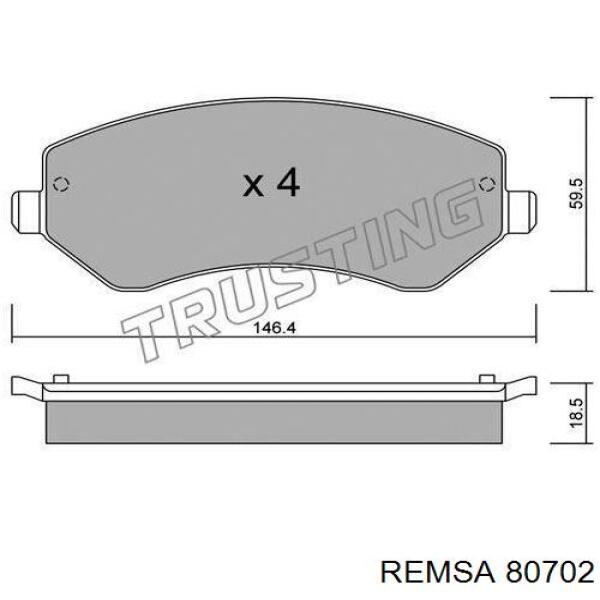 80702 Remsa колодки гальмівні передні, дискові