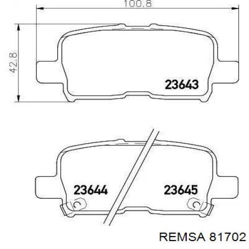 Колодки гальмові задні, дискові 81702 Remsa