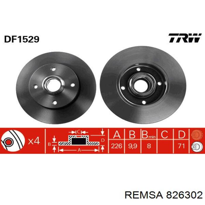 826302 Remsa диск гальмівний задній