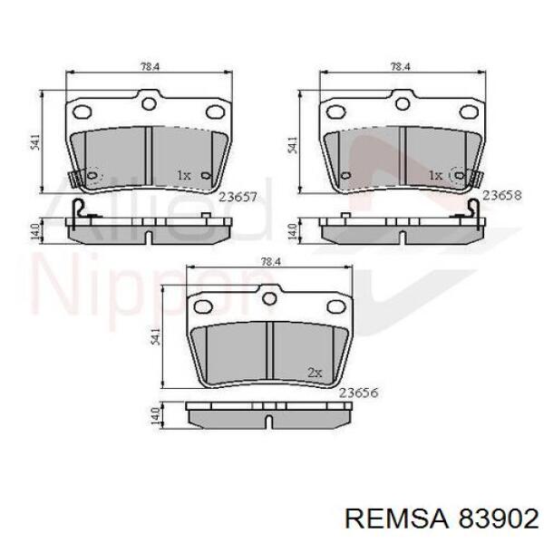 Купити 83902 Remsa Задні колодки