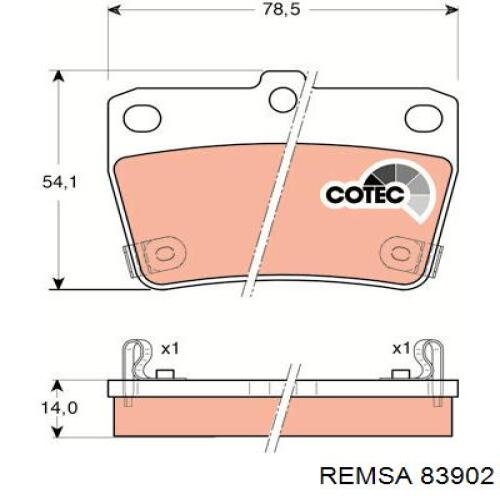 83902 Remsa Колодки гальмівні задні, дискові