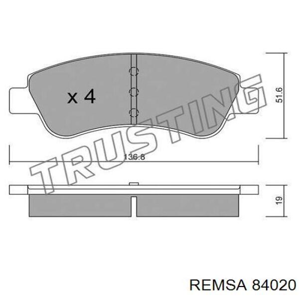 84020 Remsa Передні гальмівні колодки