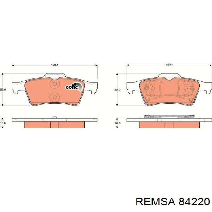 84220 Remsa Колодки гальмівні задні, дискові