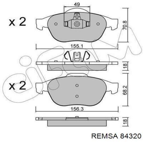 84320 Remsa колодки гальмівні передні, дискові