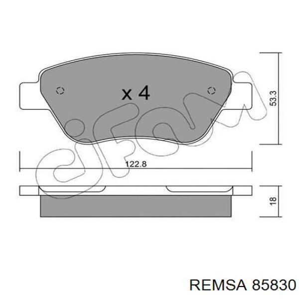 Колодки гальмівні передні, дискові 85830 Remsa