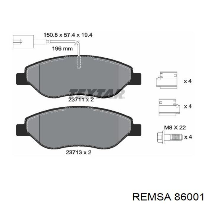 86001 Remsa колодки гальмівні передні, дискові