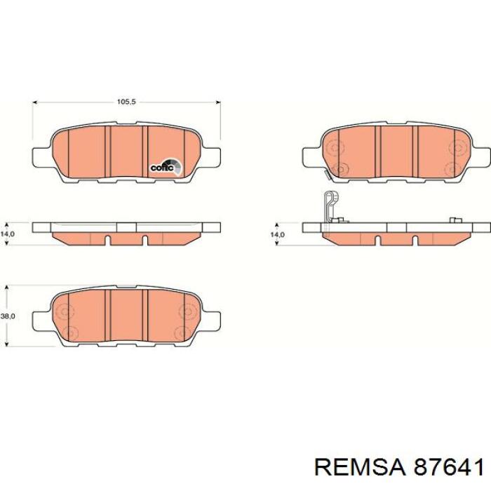 87641 Remsa колодки гальмові задні, дискові
