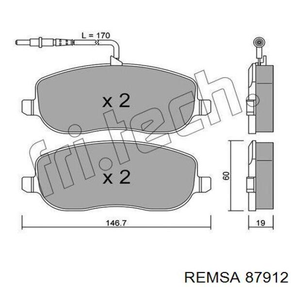 87912 Remsa колодки гальмівні передні, дискові