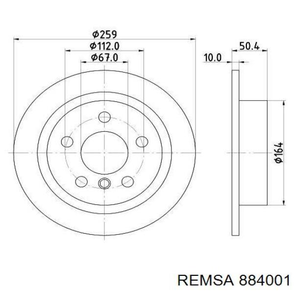 884001 Remsa диск гальмівний передній