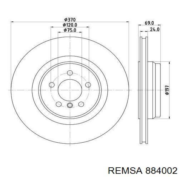 884002 Remsa диск гальмівний передній