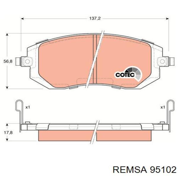 95102 Remsa колодки гальмівні передні, дискові