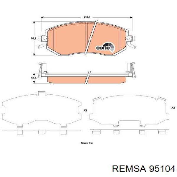 95104 Remsa колодки гальмівні передні, дискові