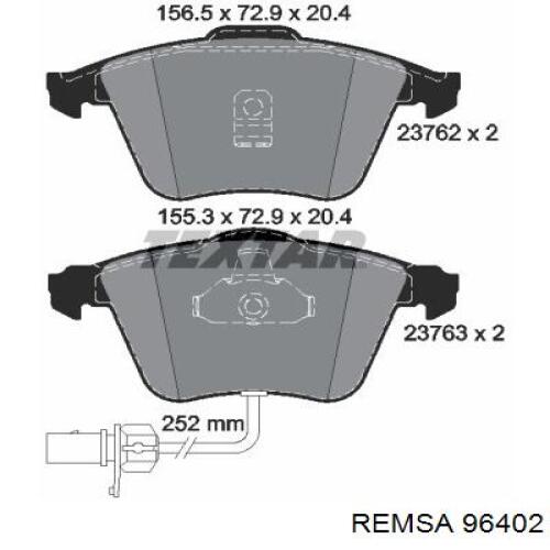 96402 Remsa колодки гальмівні передні, дискові