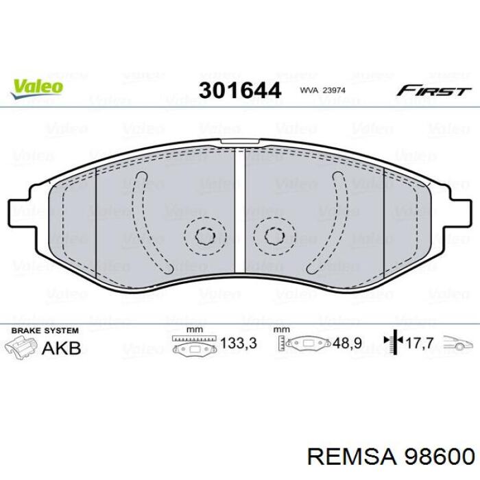 98600 Remsa Передні гальмівні колодки