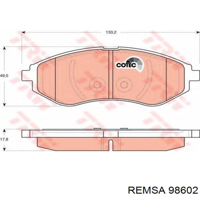98602 Remsa колодки гальмівні передні, дискові