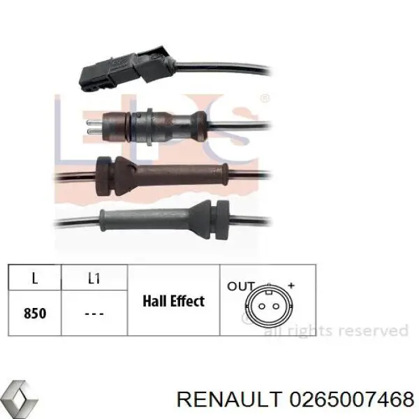 Купити 0265007468 Renault (RVI) Датчик АБС (ABS) задній