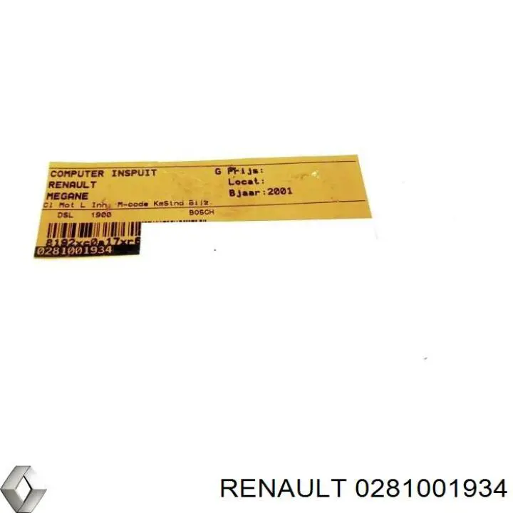 Електронний блок керування двигуном 0281001934 Renault (RVI)