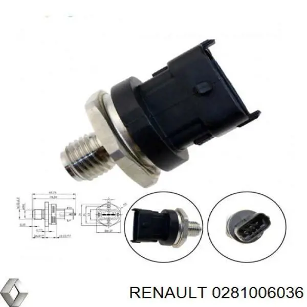 Датчик тиску палива 0281006036 Renault (RVI)