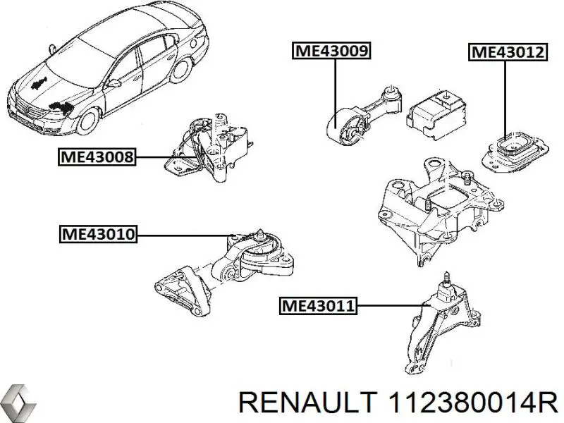 Подушка (опора) двигуна, задня Renault Latitude (L7) (Рено Латітьюд)