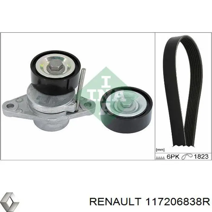 Ремінь приводний, агрегатів, комплект Renault (RVI) 117206838R ціна, від 81.62 USD