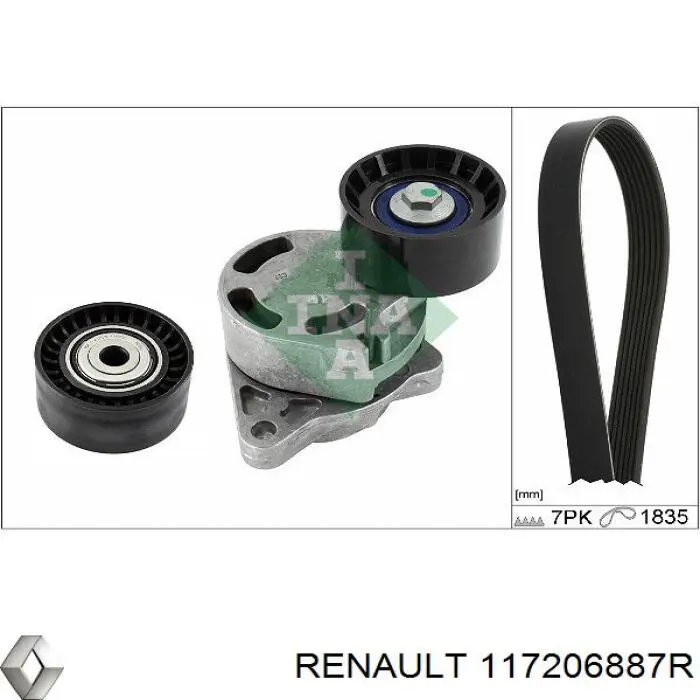 Ремінь приводний, агрегатів, комплект Renault (RVI) 117206887R ціна, від 79.90 USD