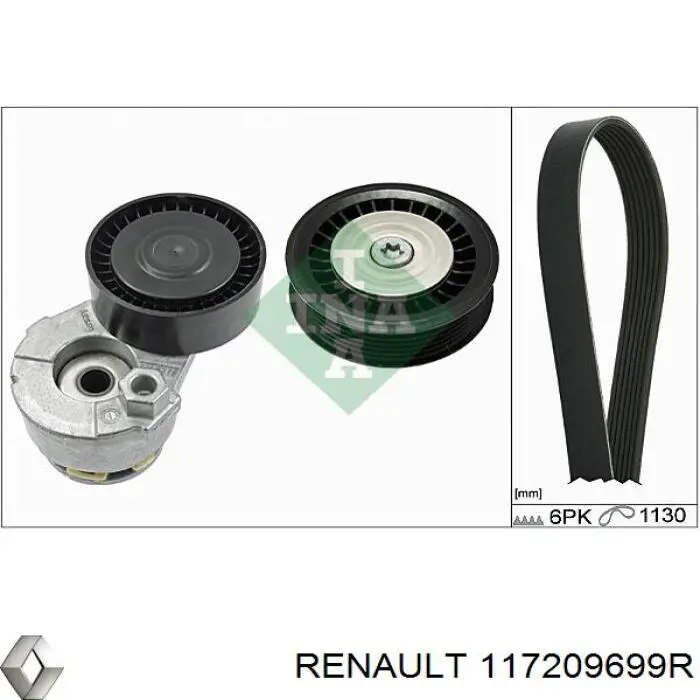 Ремінь приводний, агрегатів, комплект Renault (RVI) 117209699R ціна, від 67.00 USD