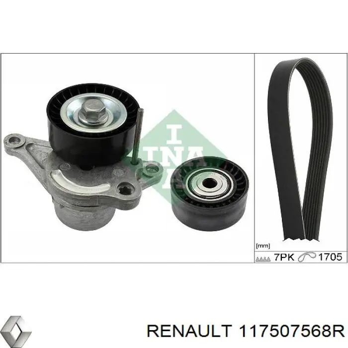 Натягувач приводного ременя Renault (RVI) 117507568R ціна, від 37.72 USD