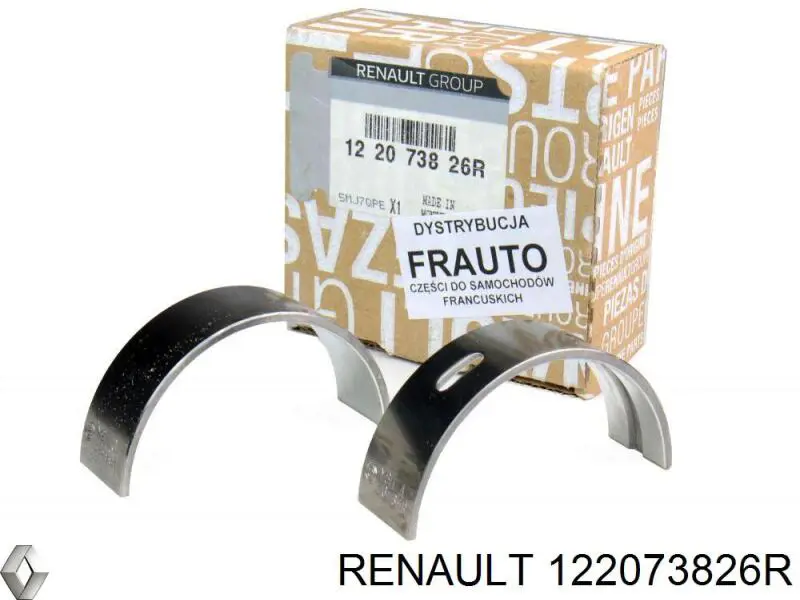 Вкладиші коленвала, корінні, комплект, стандарт (STD) Renault (RVI) 122073826R ціна, від 27.39 USD