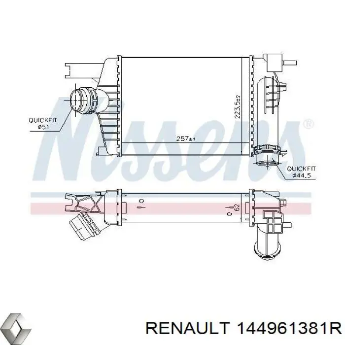 Система охолодження наддувочного повітря Renault (RVI) 144961381R ціна, від 101.97 USD