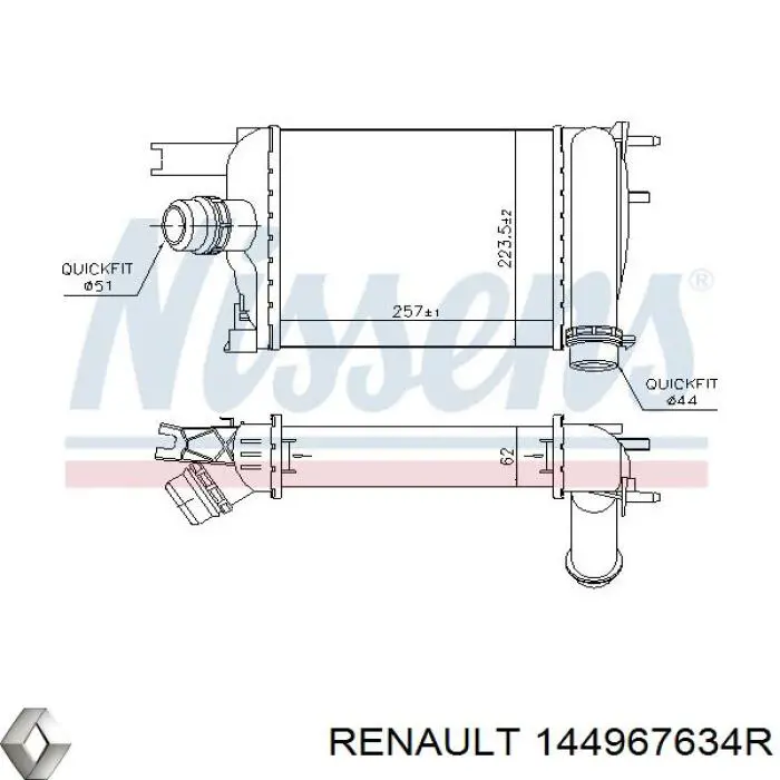 144967634R Renault (RVI) радіатор интеркуллера