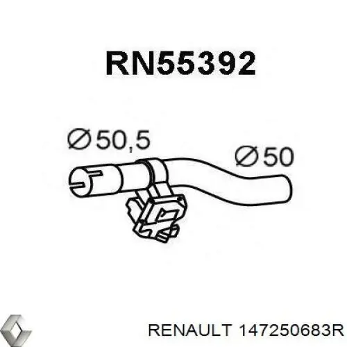 Купити 147250683R Renault (RVI) Заслінка вихлопної системи