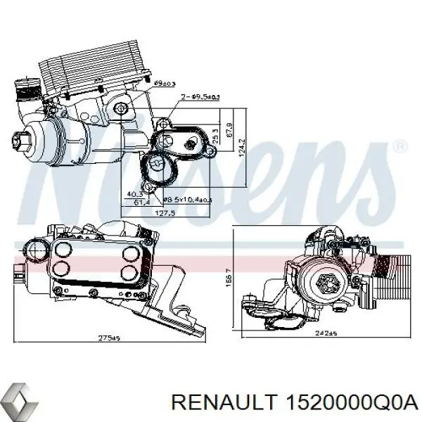 Радіатор масляний (холодильник), під фільтром 1520000Q0A Renault (RVI)