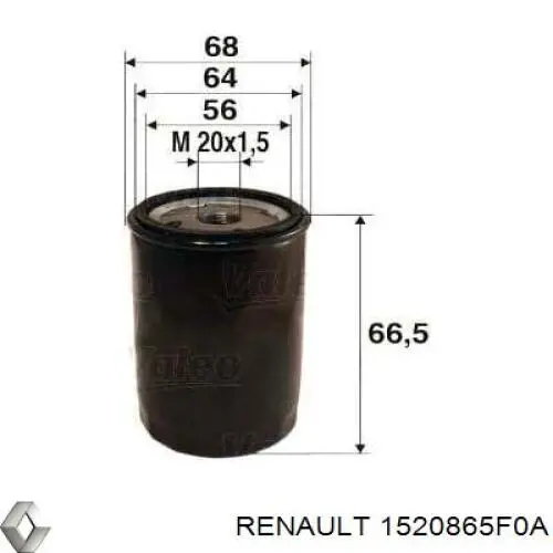 1520865F0A Renault (RVI) фільтр масляний