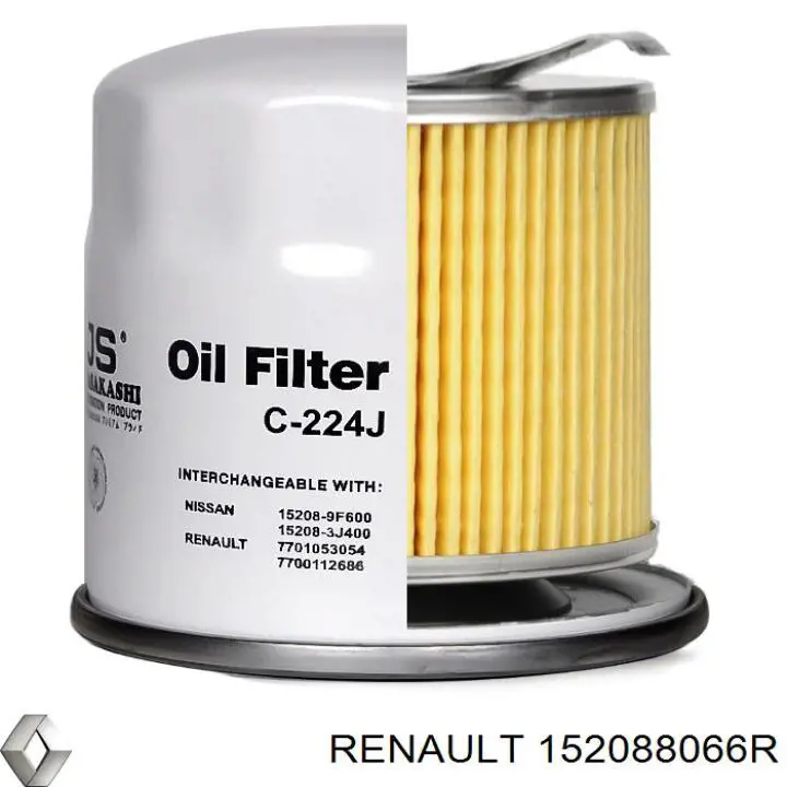 Масляний фільтр двигуна Renault (RVI) 152088066R ціна, від 6.16 USD