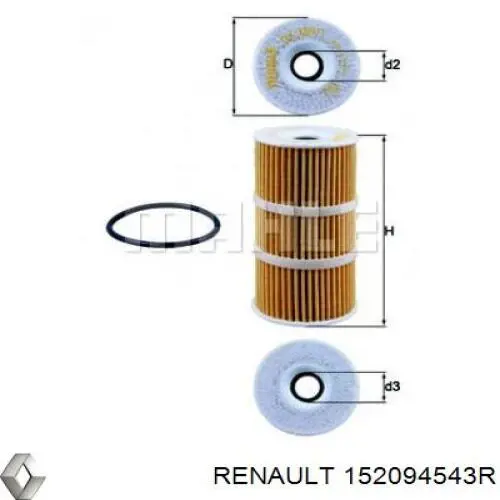 Масляний фільтр 152094543R Renault (RVI)