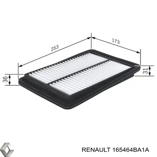 Елемент повітряного фільтра Renault (RVI) 165464BA1A ціна, від 8.08 USD