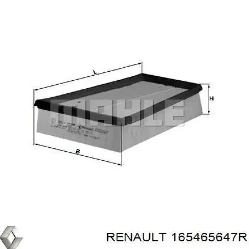 Елемент повітряного фільтра Renault (RVI) 165465647R ціна, від 11.09 USD