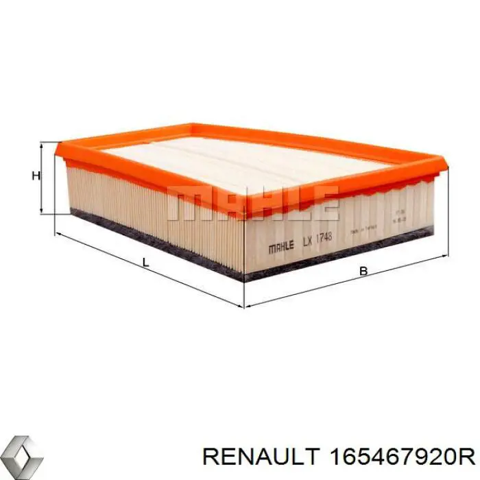 Елемент повітряного фільтра Renault (RVI) 165467920R ціна, від 8.71 USD