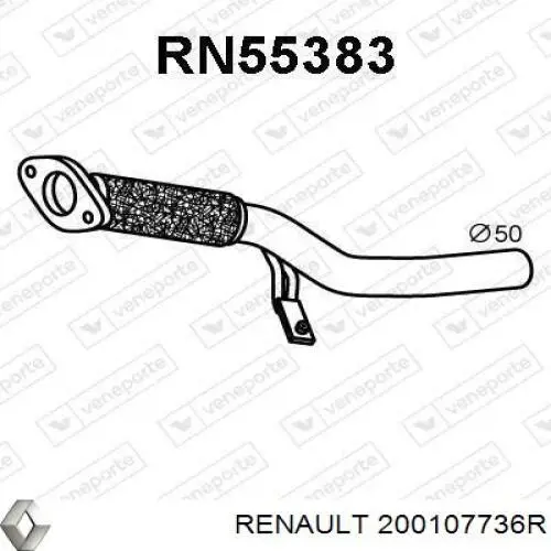 Глушник, передня частина Renault (RVI) 200107736R ціна, від 74.53 USD
