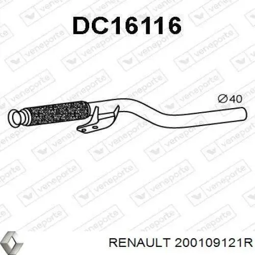 200109121R Renault (RVI) труба приймальна (штани глушника, передня)