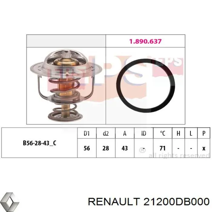 Автомобільний термостат Renault (RVI) 21200DB000 ціна, від 13.85 USD